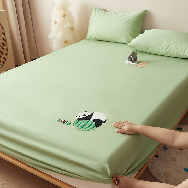 Cotton Jersey Stretch Fitted Bed Sheet with Embroidered Lion Car