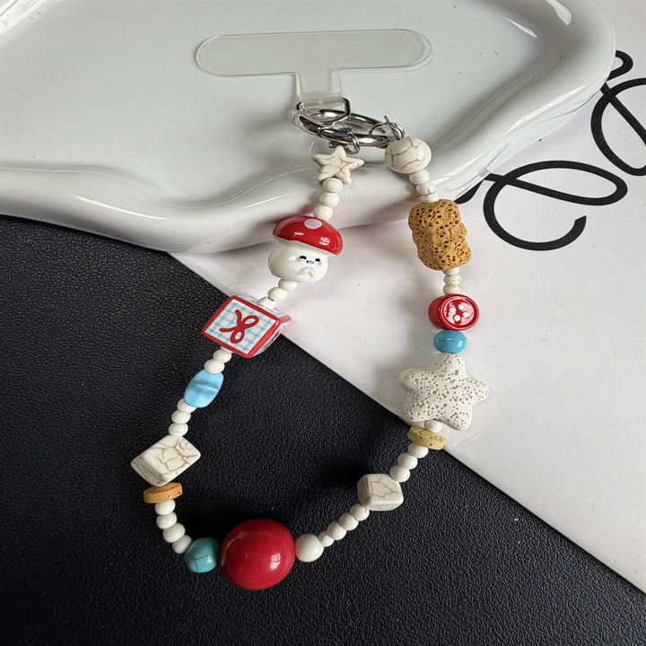 Decorative Beaded Charm Keychain Bowlift 1790135563