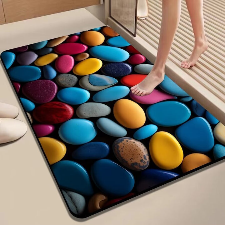 Colorful Pebble-Themed Floor Mat Bowlift