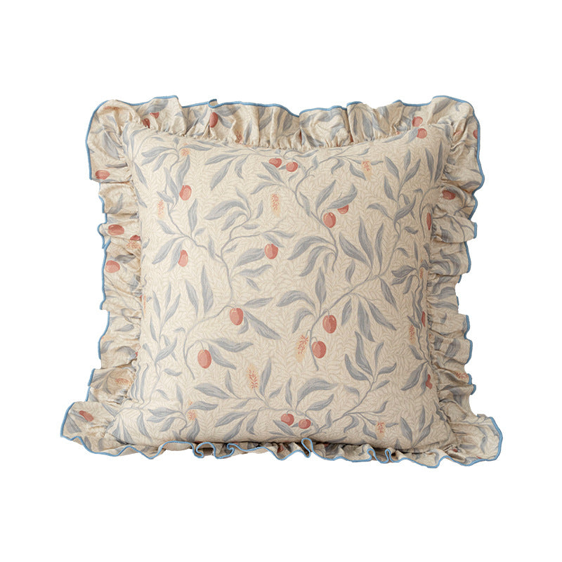 Decorative cushion with ruffles and botanical linen pattern Bowlift