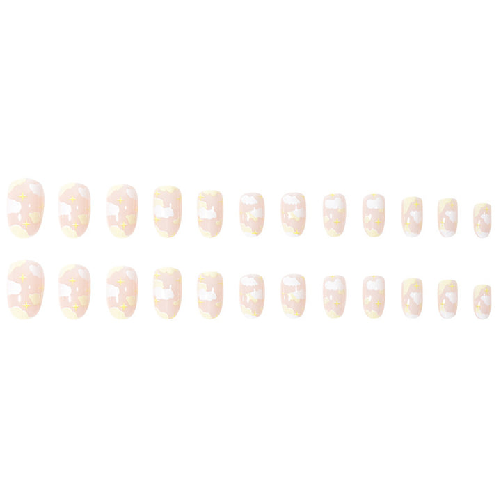 Artistic Cloud-Patterned Press-On Nails Bowlift