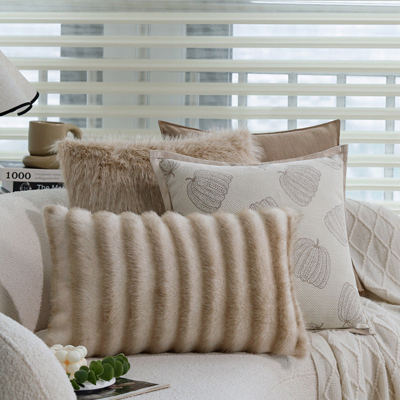 Square cushion cover with fine herringbone pattern and piping Bowlift