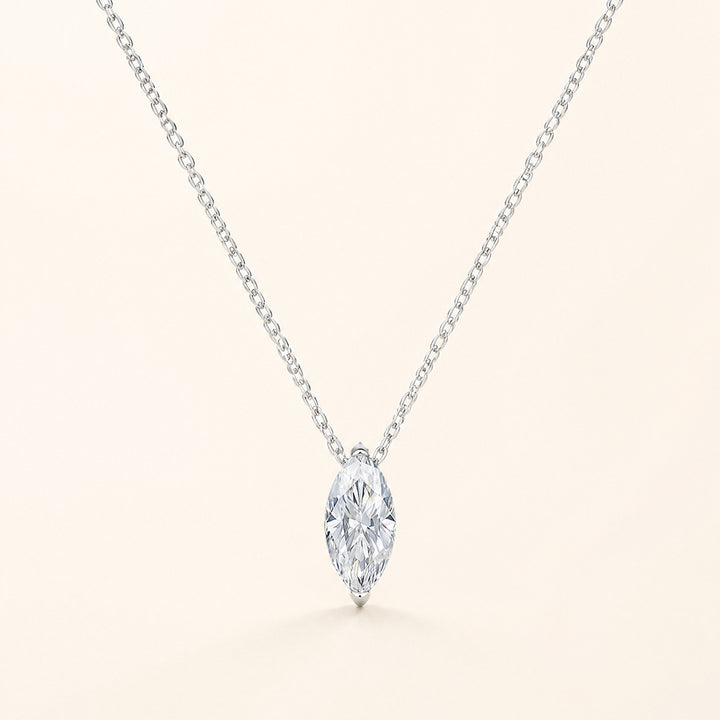 Marquise-Cut Solitaire Pendant Necklace with Fine Chain Bowlift