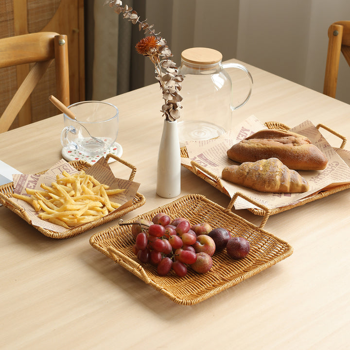 Woven Serving Tray with Easy-Grip Handles