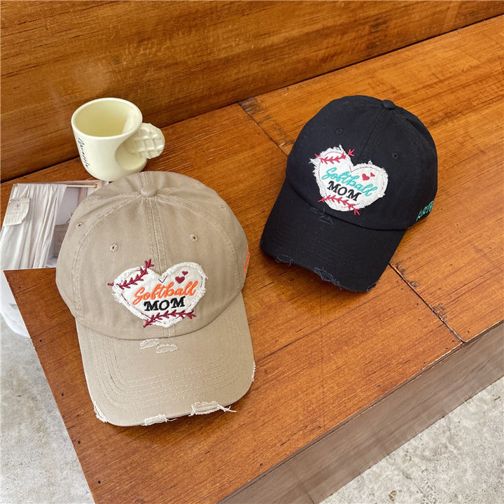 Women's Distressed Softball Mom Patch Baseball Cap Bowlift