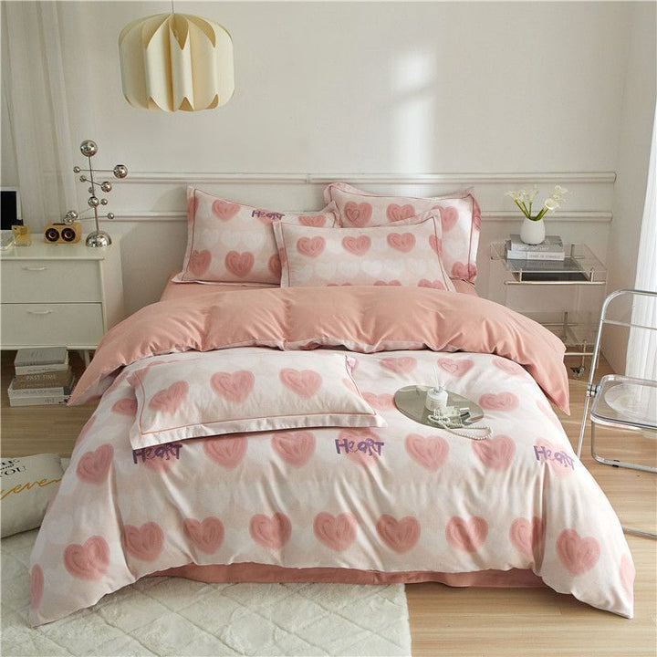 Reversible Brushed Cotton Duvet Cover Set with Pine Tree Embroidery