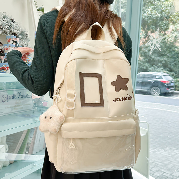 Cozy Plush Star-Embellished Backpack Bowlift