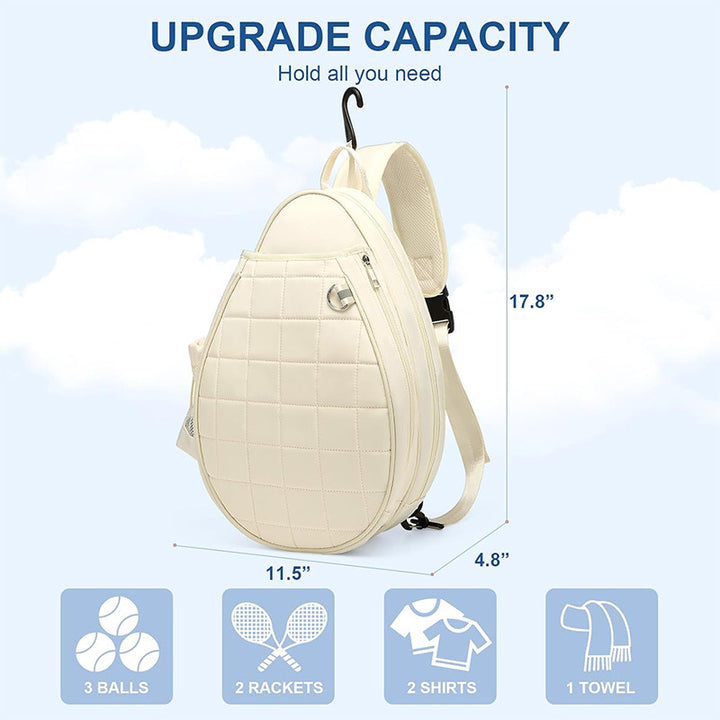 Sporty racket bag with integrated bottle and compartments Bowlift