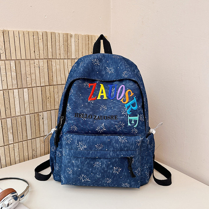 Stylish Star-Embellished Corduroy Backpack Bowlift