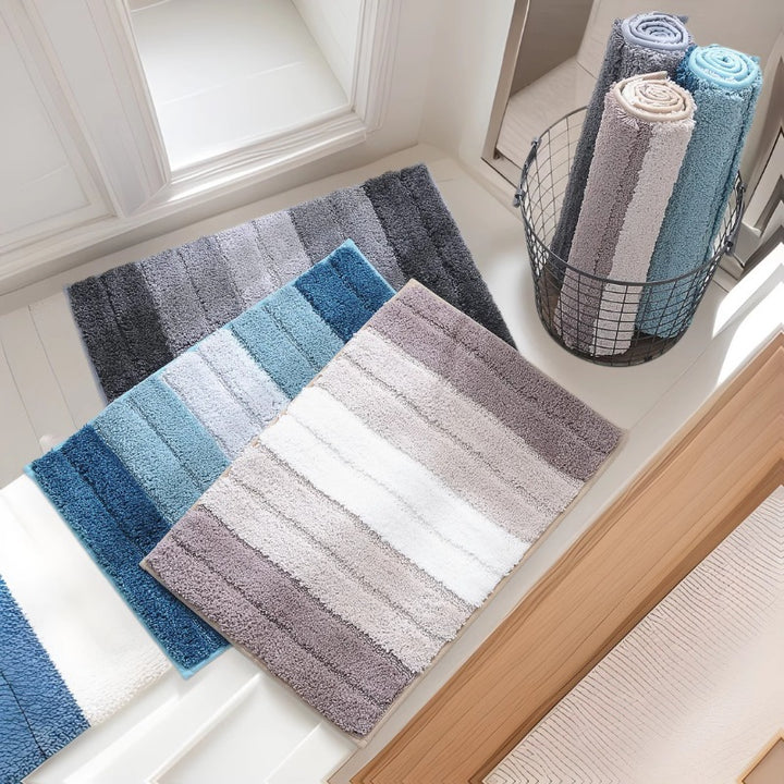 Soft Striped Bathroom Rug Bowlift
