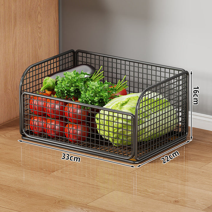 Double-Tier Metal Mesh Kitchen Vegetable and Fruit Organizer Rack