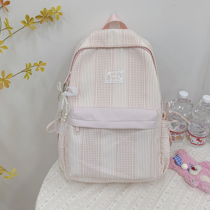 Cute Checked Design Backpack Bowlift