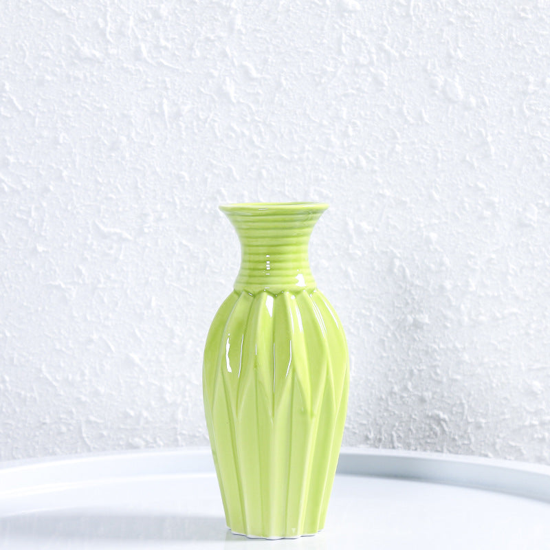 Modern Ribbed Ceramic Flower Vase Bowlift