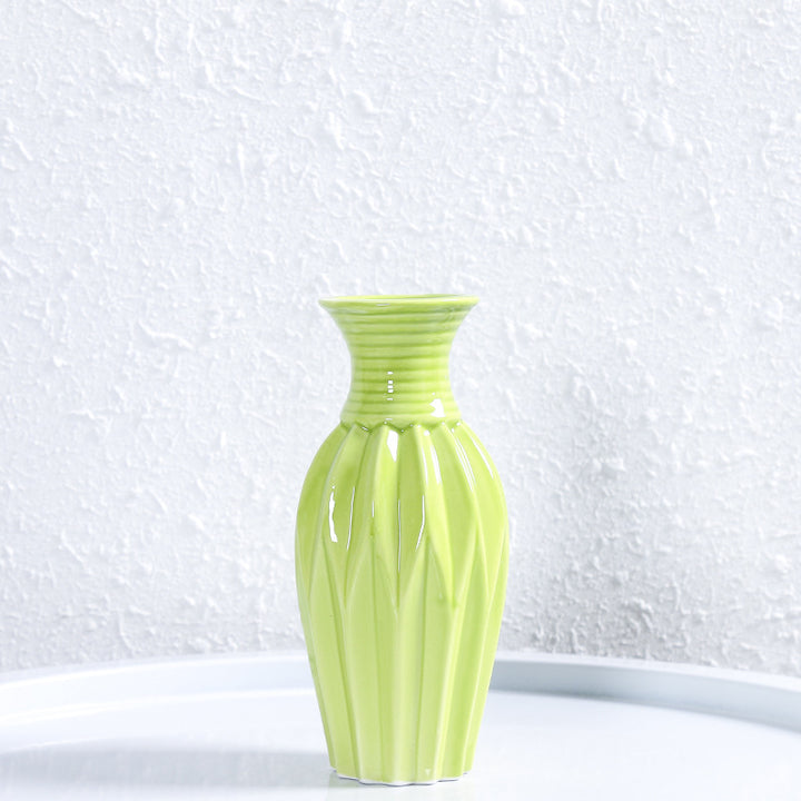 Modern Ribbed Ceramic Flower Vase Bowlift