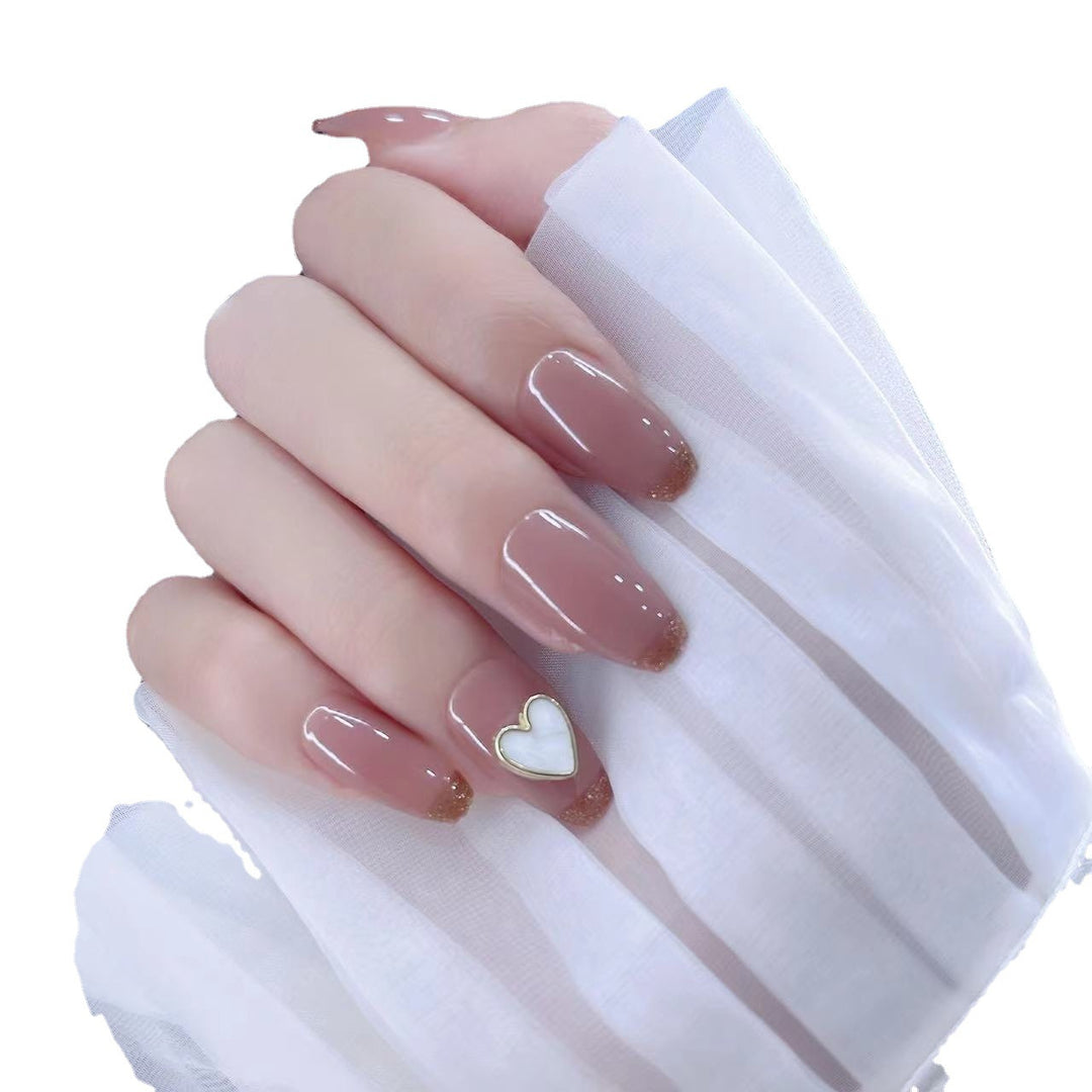 Decorative Press-On Nail Set with Heart Design Bowlift