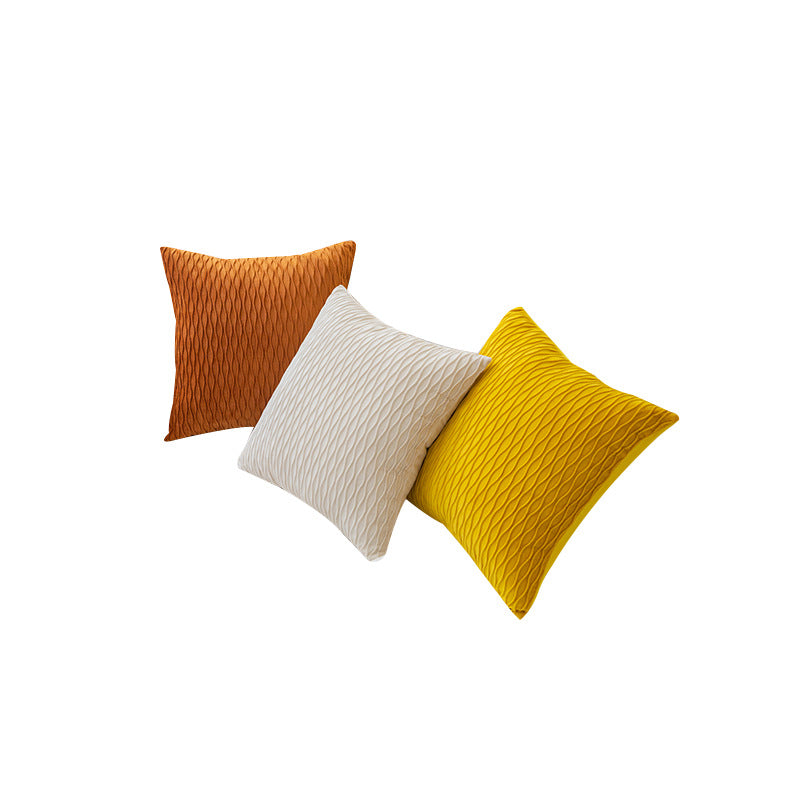 Sculpted Wave-Texture Velvet Square Pillow Cover with Hidden Zipper
