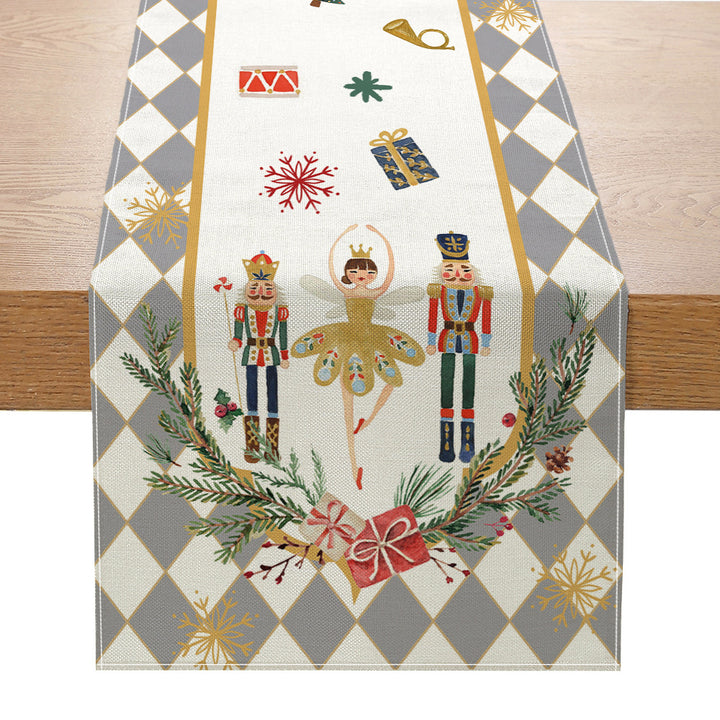 Festive Santa Stripe Table Runner Linen-Texture Holiday Dining Decor