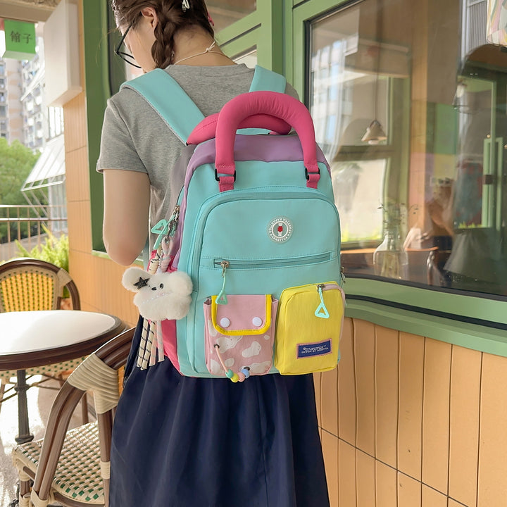 Color Block Multi-Functional Backpack Bowlift
