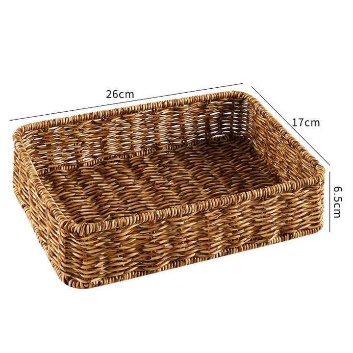 Handwoven Rectangular Storage Basket, 26 x 9 x 8 cm, Natural Material