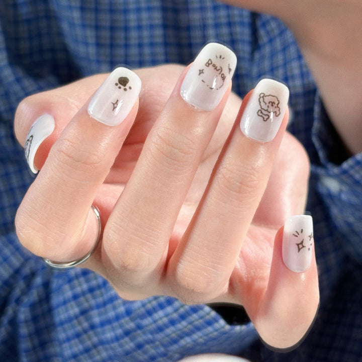 Whimsical Character Press-On Nail Set Bowlift