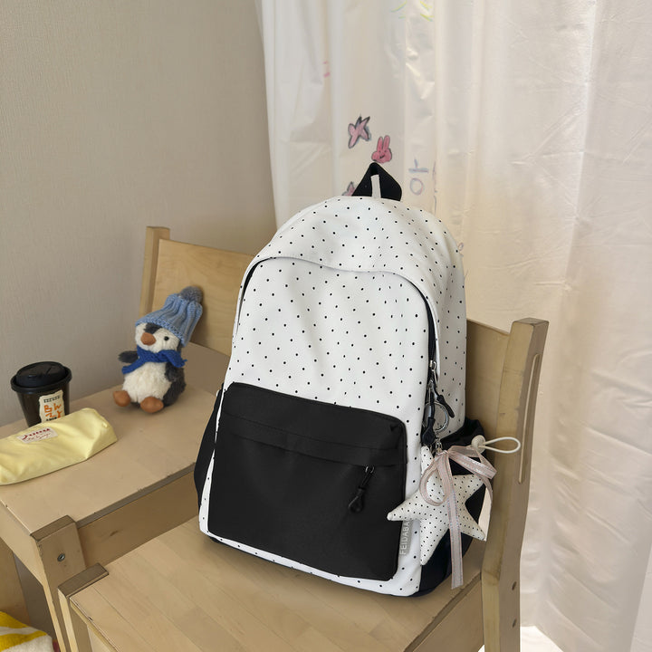 Polka Dot and Solid Color Backpack Bowlift