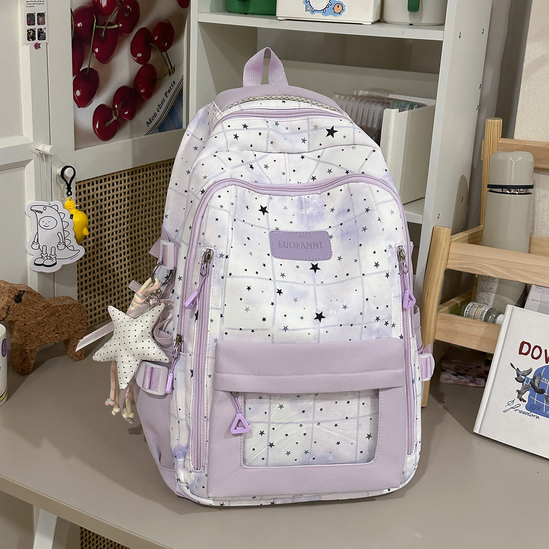 Star-Patterned Multi-Compartment Backpack Bowlift