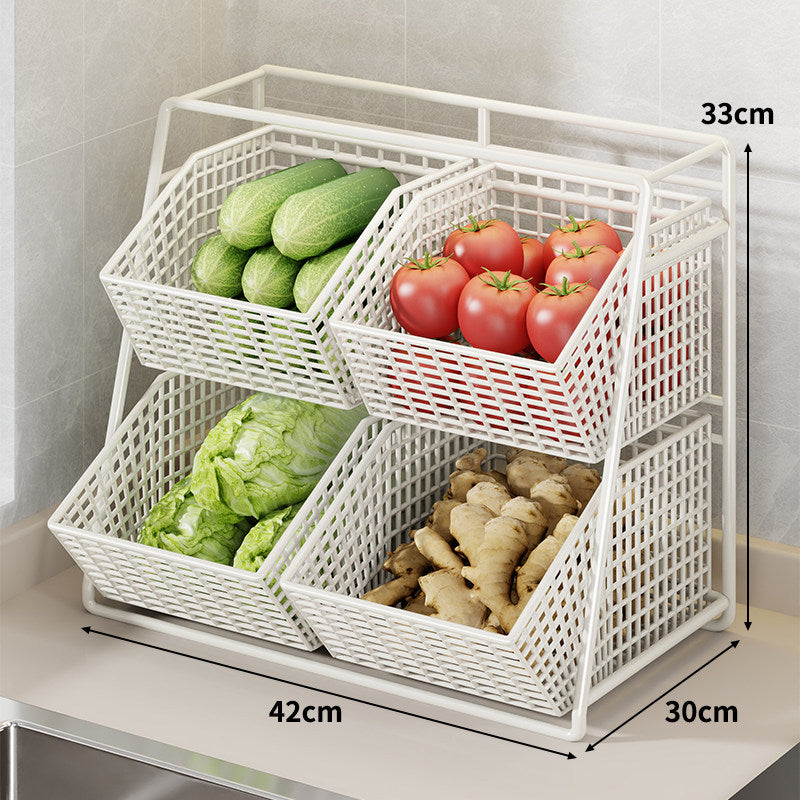 Six-Basket Tiered Mesh Countertop Produce Organizer