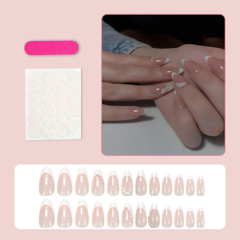 Artificial nail set with romantic flower and glitter embellishments Bowlift