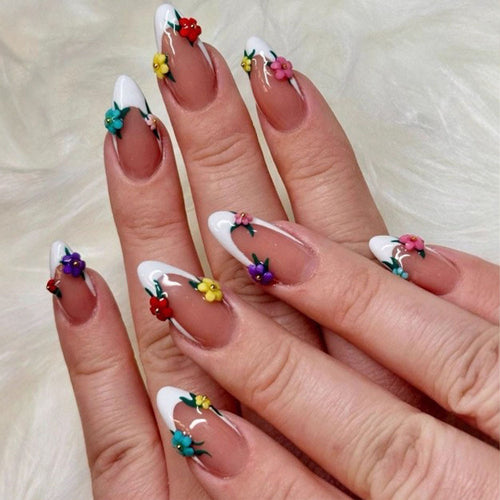 Artificial Nail Set with Floral Design Bowlift