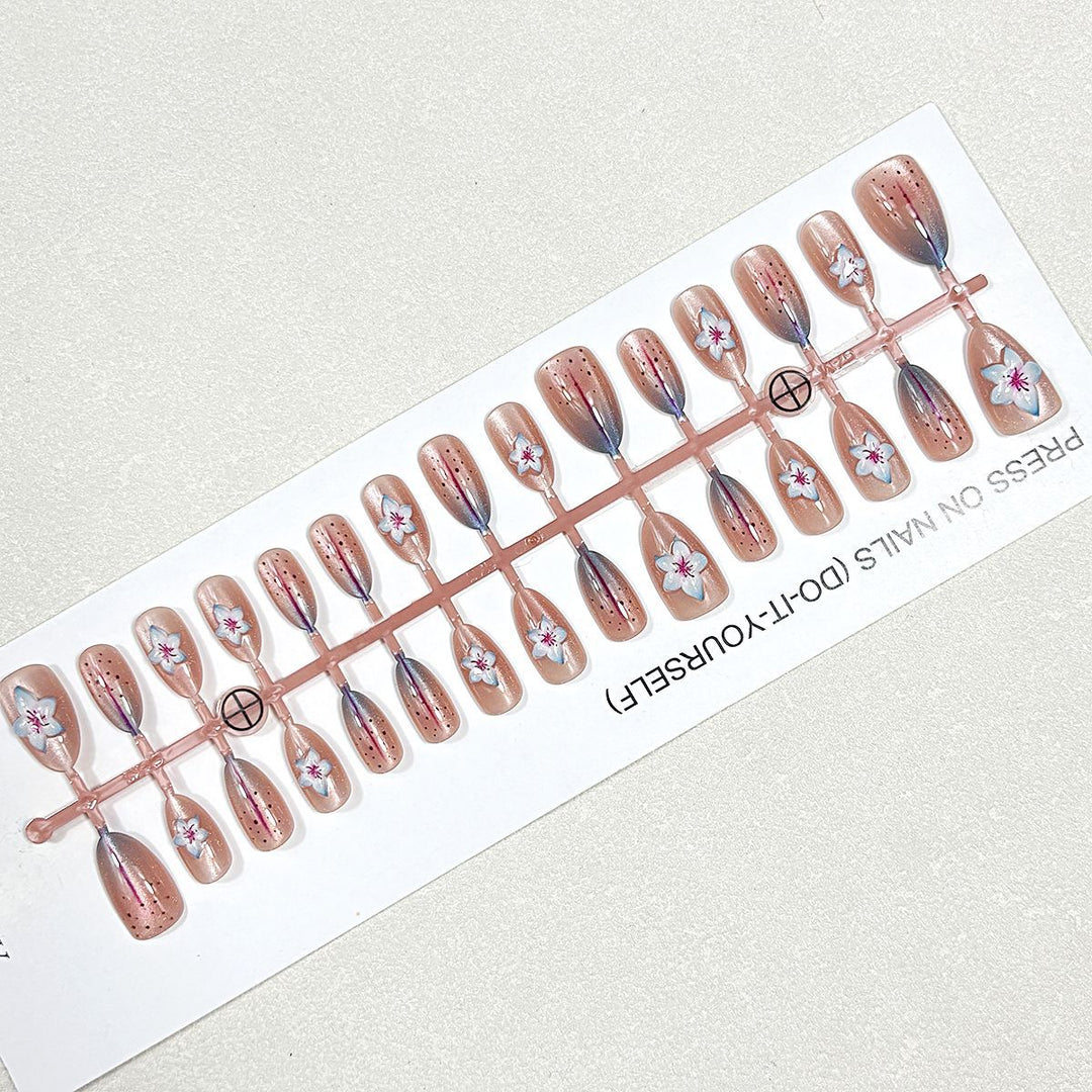 Artistic Press-On Nail Set with All-Size Coverage Bowlift