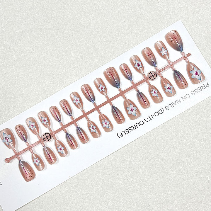 Artistic Press-On Nail Set with All-Size Coverage Bowlift