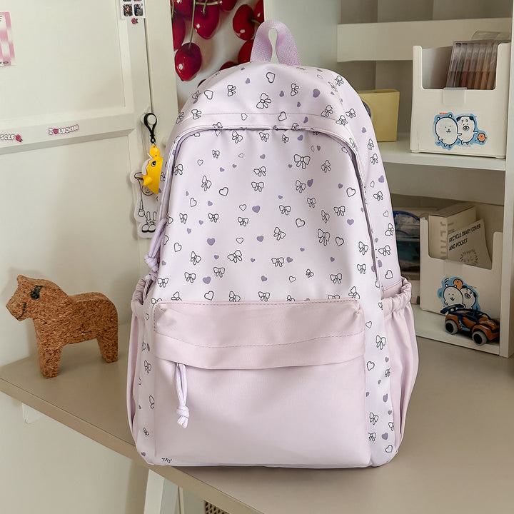 Stylish Heart-Printed Backpack Bowlift