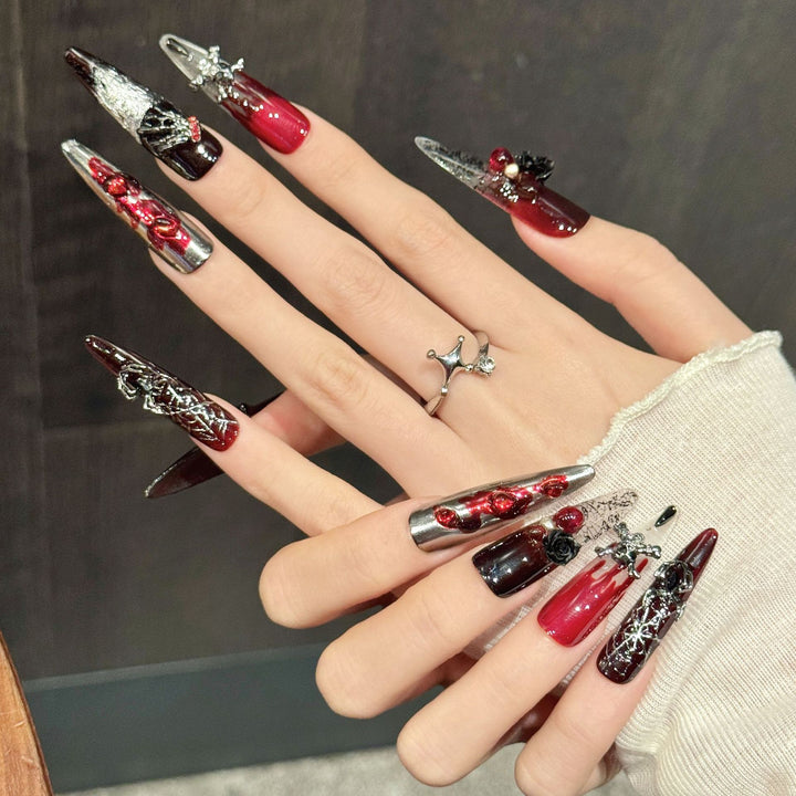 Gothic-Themed Press-On Nail Art Set