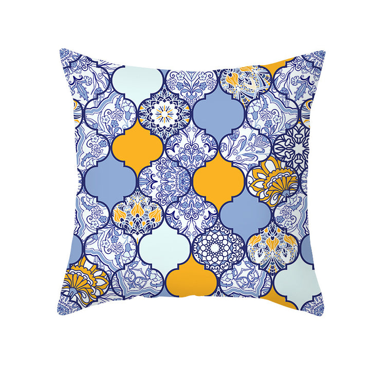 Mediterranean Mandala Cotton-Linen Throw Pillow Cover