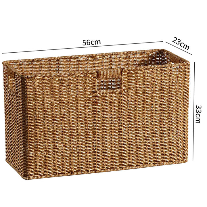 Rectangular Woven Storage Basket with Cut-Out Handles with Cutout Handles