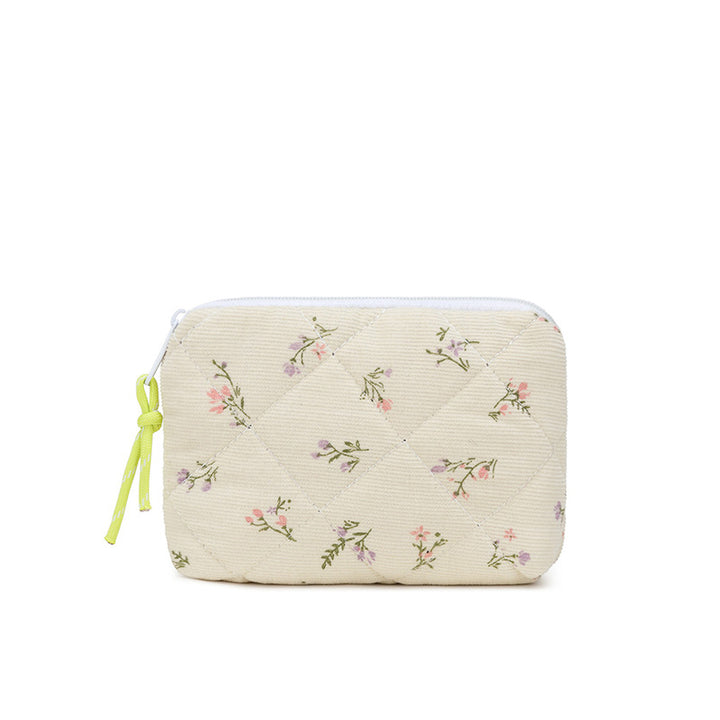 Quilted Floral Makeup Pouch