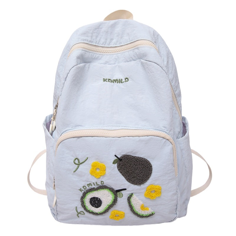 Stylish Embroidered Fruit-Themed Backpack Bowlift