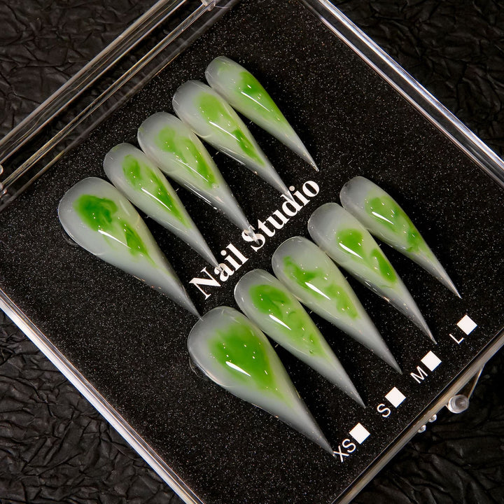 Stiletto Press-On Nail Set with Unique Marble Design
