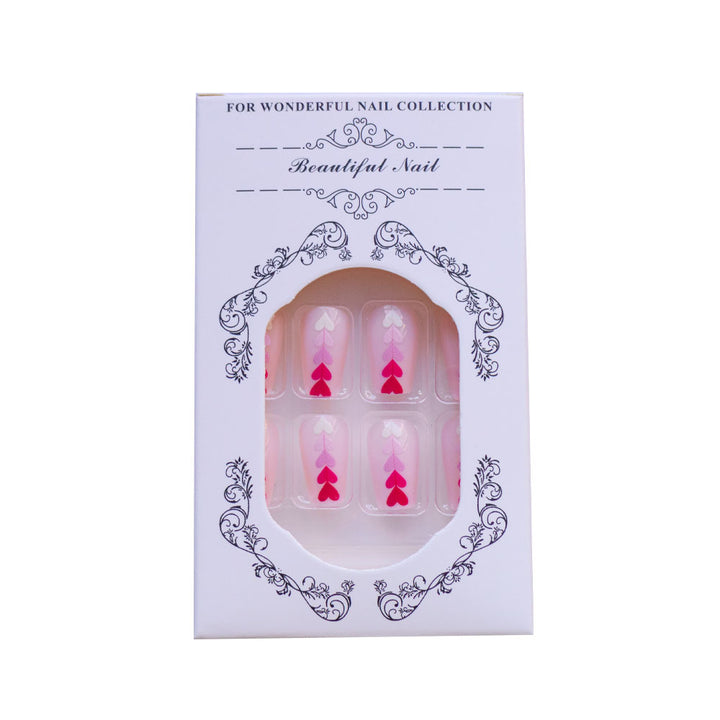 Heart-Design Press-On Nail Set Bowlift