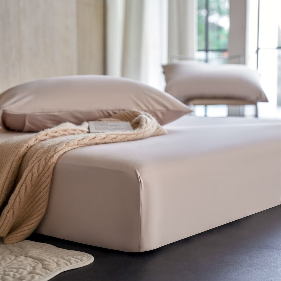 Round Deep-Pocket Stretch Jersey Fitted Sheet with Elastic Skirt