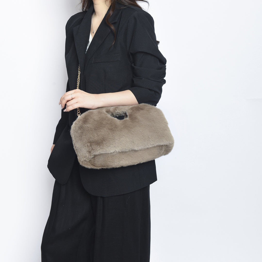 Elegant Faux Fur Handheld Purse
