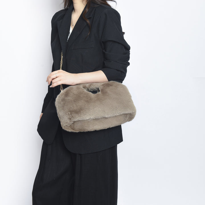 Elegant Faux Fur Handheld Purse