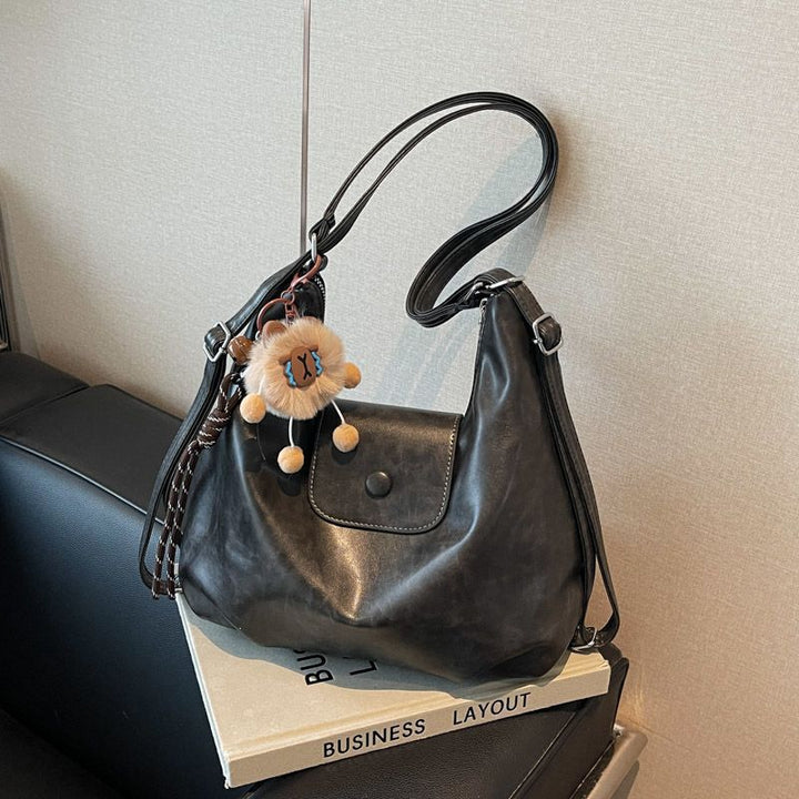 Chic Textured Leather Hobo Bag Bowlift