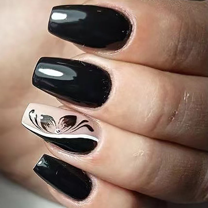Elegant Floral Nail Art Extensions Bowlift