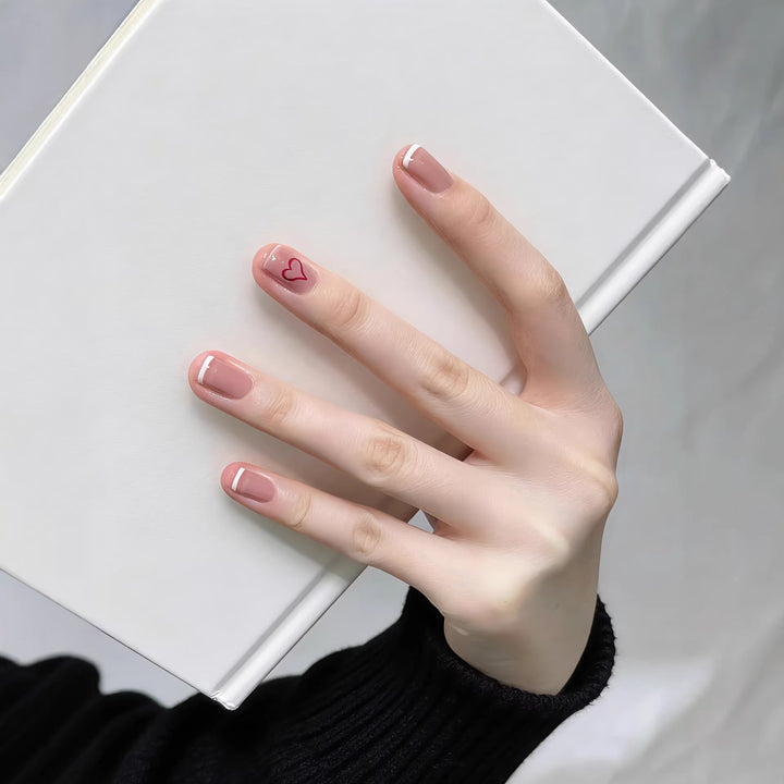 Elegant Press-On Nail Art Set with Heart Design