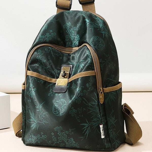 Floral Print Canvas Backpack Bowlift