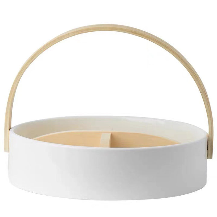 Multipurpose serving basket with carrying handle and interior divider