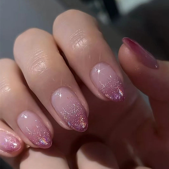 Shiny nail extensions with gentle ombre effect Bowlift