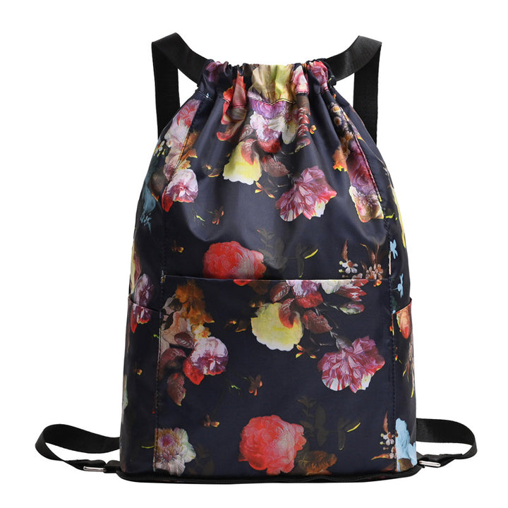 Drawstring Floral Print Backpack Bowlift