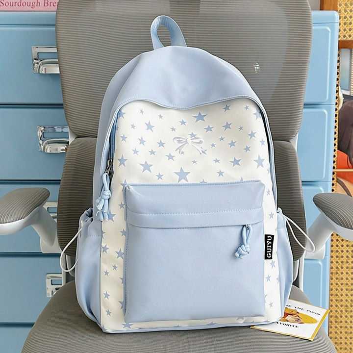Cartoon-Themed Star-Patterned Backpack Bowlift
